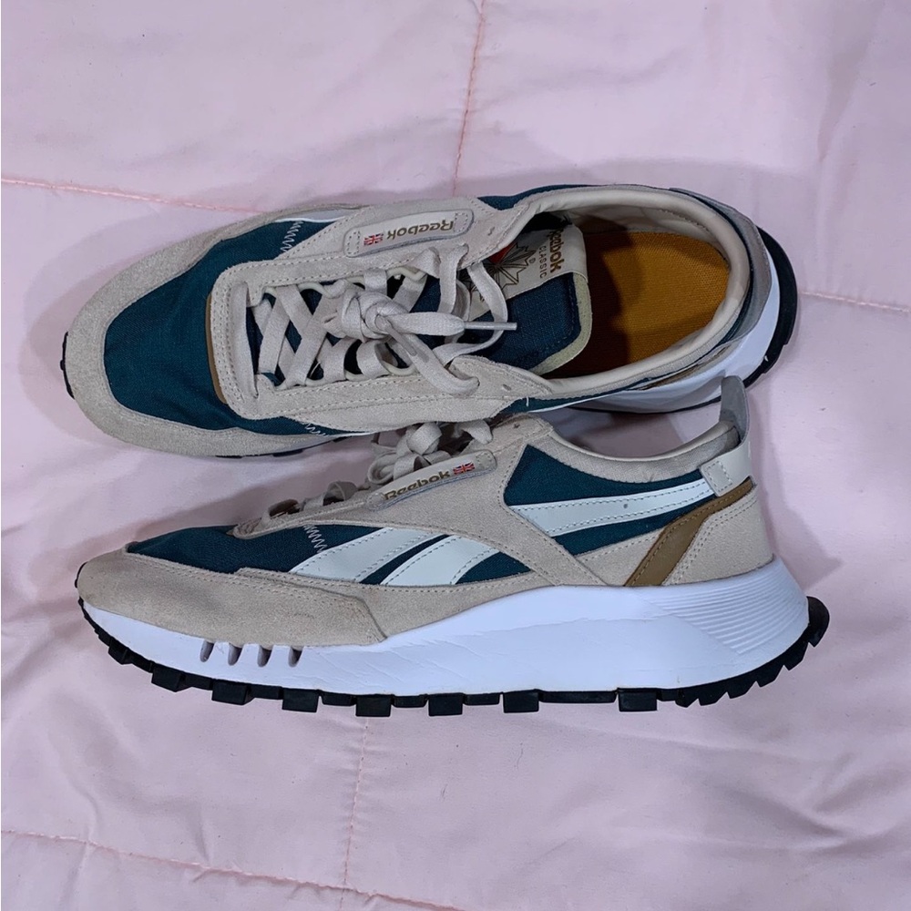 Reebok Teal and Beige Sneakers